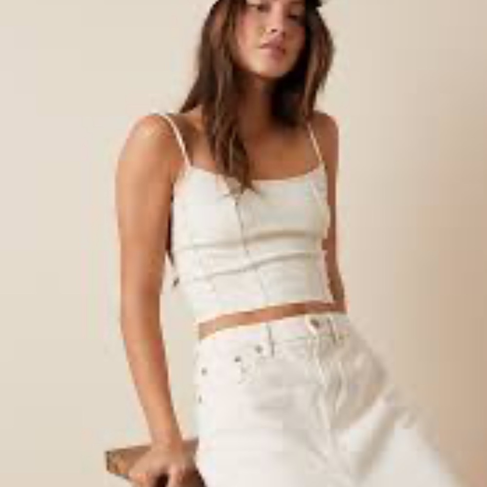 AE Cropped Denim Corset Tank